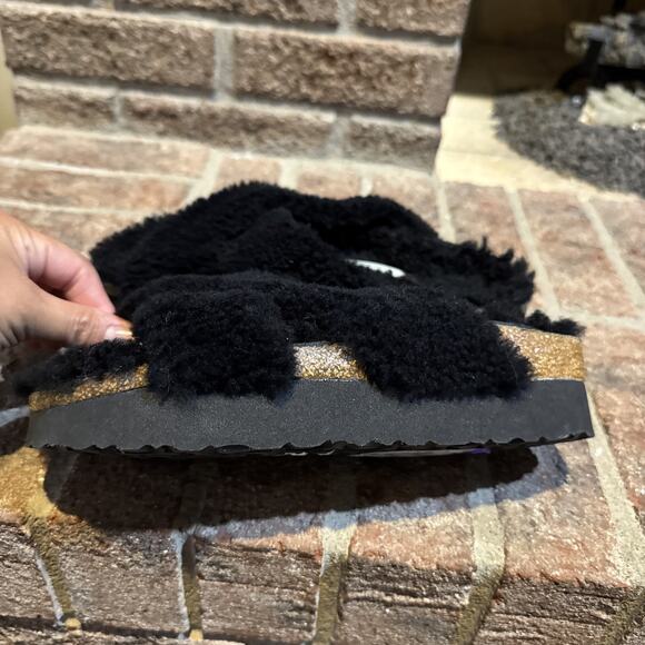 BIRKENSTOCK Papillio Daytona Shearling Teddy Sandals Black 37 / 6 US - Picture 3 of 16